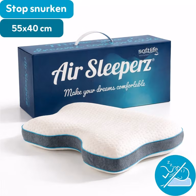 AirSleeperz® SoftLife Anti Snurk Kussen - Ergonomisch Memory Foam Hoofdkussen - Traagschuim Nekkussen - 55 x 40 cm