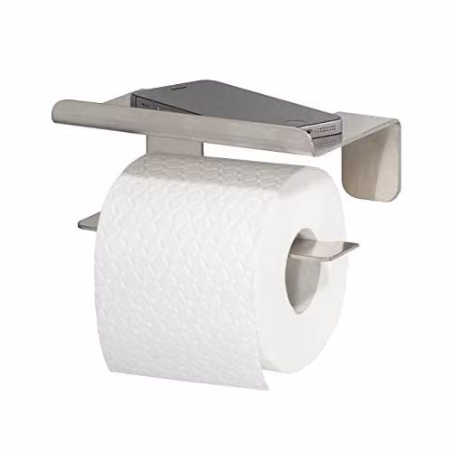 Tiger Colar Toiletrolhouder met planchet, Geborsteld RVS, Zelfklevend met 3M Tape