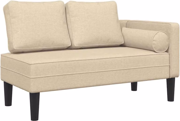 vidaXL Chaise longue met kussens in crèmekleurige stof voor de woonkamer