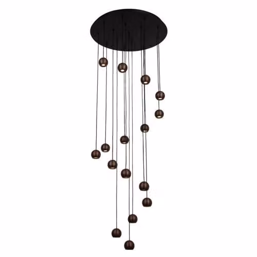 Lucide Montana Design Hanglamp - Bruin - Aluminium - 16 Lichtpunten - LED Dimbare CCT - 55 x 55 cm