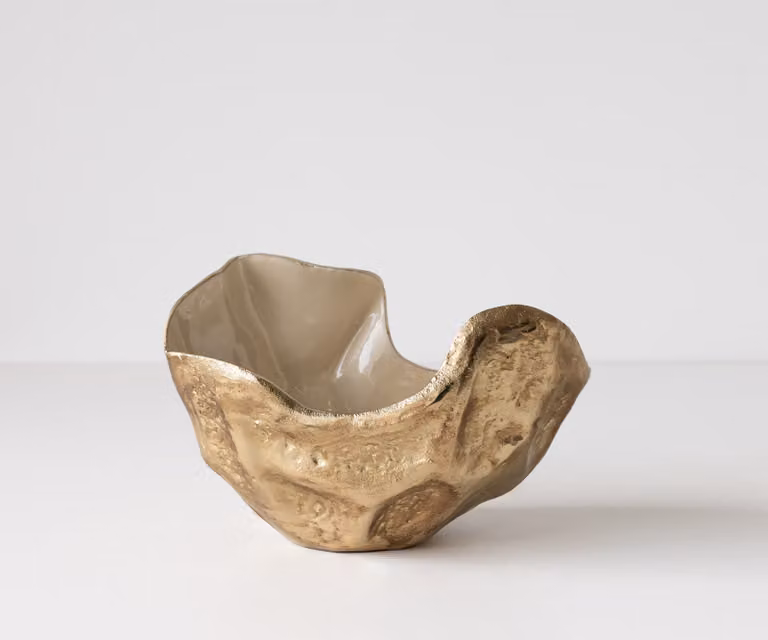 Delife Schaal Valena Handgemaakt Aluminium Champagner Ivory B: 33 cm, D: 20 cm, H: 22 cm