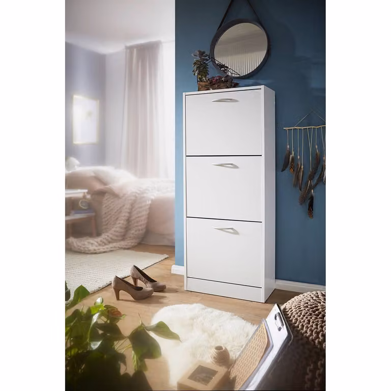 home24 Schoenenkast Aubrey Wit B: 125 cm, D: 50 cm, H: 24 cm