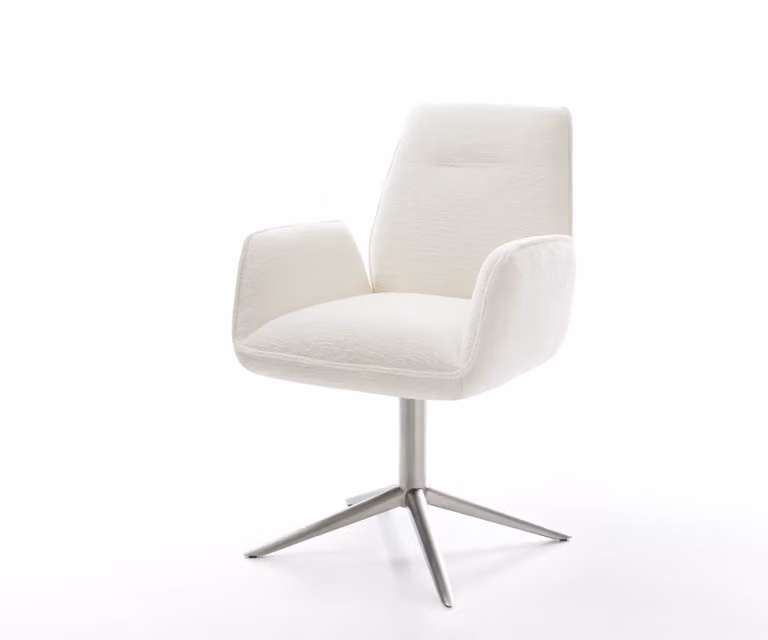 DELIFE Draaistoel Zoa-Flex beige bouclé met roestvrij stalen kruispoot en rocker-functie