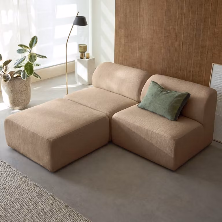 Tikamoon Vénus Modulaire Stoffen Bank - L-vormig - Taupe - 3-zits