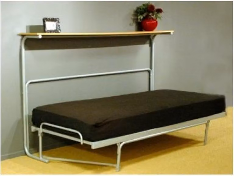 2 persoons opklapbed wentelbed met metalen frame en dwarsgespannen spiraalbodem, 140 x 200 cm