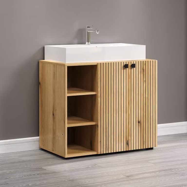 Trendteam badkamerkast inclusief Pure Bliss Evoke wastafel, eikenhout, B: 90 cm, D: 53 cm, H: 79 cm