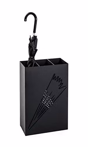 HAKU Paraplubak zwart met afneembare lekbak, metaal, Breedte: 30 cm, Hoogte: 48 cm, Diepte: 16 cm