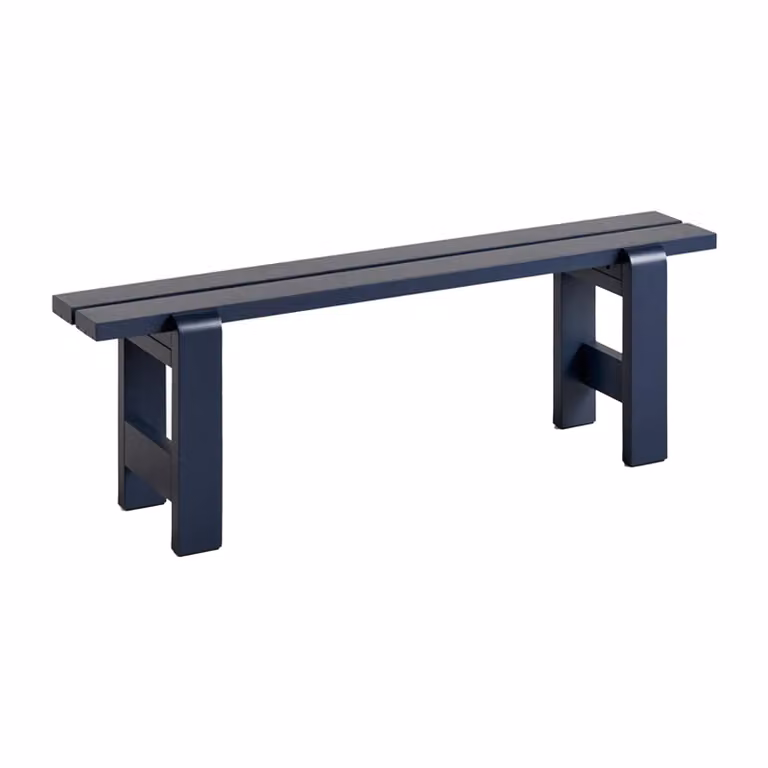 HAY Weekday bank van gelakt sparrenhout in staalblauw B: 140 cm, D: 23 cm