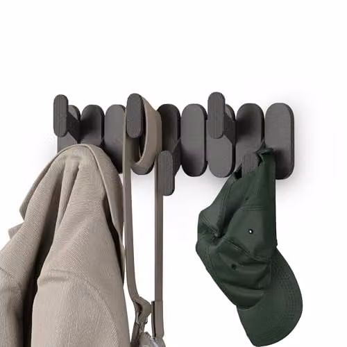 Umbra Tempo Wandkapstok met 6 haken, Zwart, B: 47 cm, D: 16 cm, H: 6,4 cm