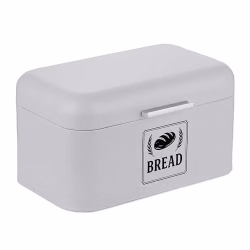 Relaxdays Retro Broodtrommel met Handvat en Deksel, Grijs, Metaal, B/D/H: 30 x 16,5 x 16,5 cm