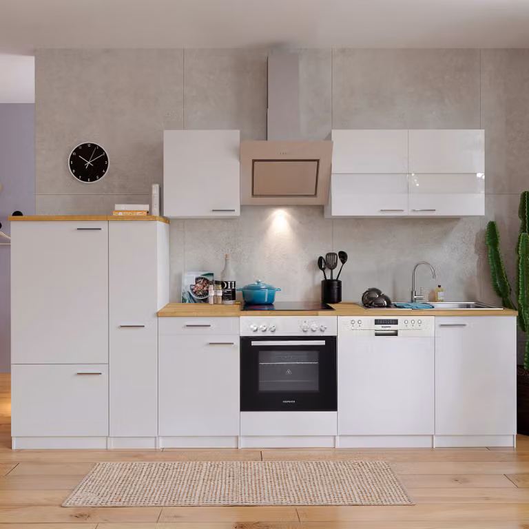 home24 Keukenblok Malia III schuine afzuigkap wit
