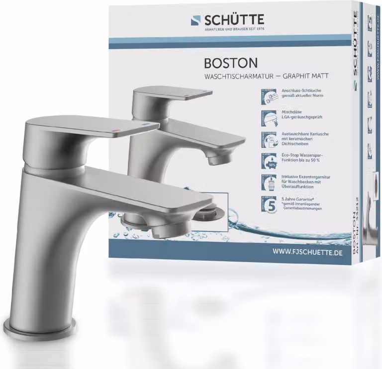 Schütte wastafelmengkraan Boston met uittrekbare afvoer en waterbesparende functie