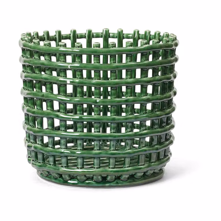 Ferm Living Ceramic gevlochten mand Emerald Green Ø23,5 cm