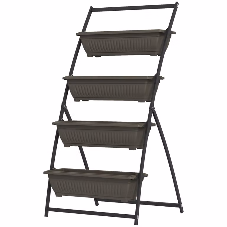 Outsunny plantenstandaard met 4 niveaus, weerbestendig, met afvoergaten, H x B x D: 162 x 79 x 76 cm
