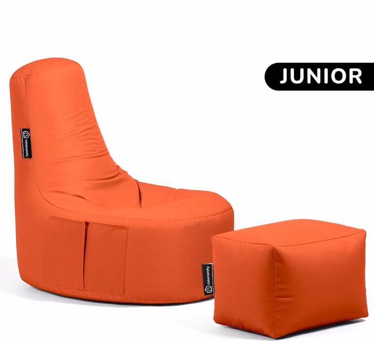 Casacomfy Relax Junior Zitzak met Voetenbankje voor Kinderen - Oranje - Waterbestendig - Binnen & Buiten