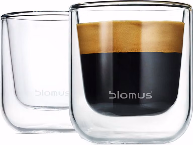 Blomus Nero Espressobekers, Transparant, Glas, Rond, 2 stuks, 80 ml