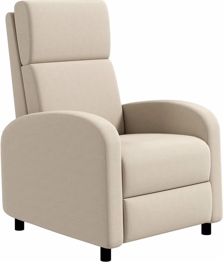 HOMCOM Relaxfauteuil met ligfunctie en voetsteun, Crèmewit, linnen look