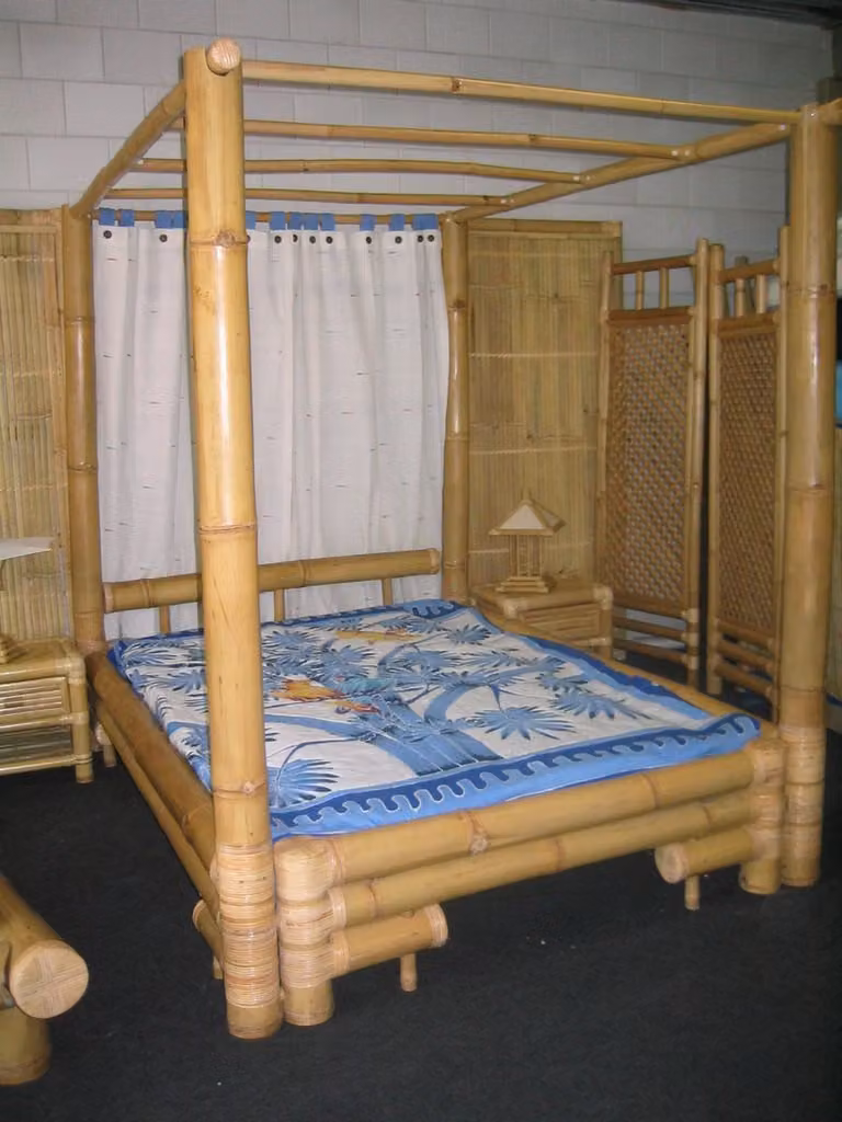 Happy Bamboo Bamboe hemelbed voor 2 personen inclusief matras en lattenbodem, Matrasmaat: 160 x 200 cm