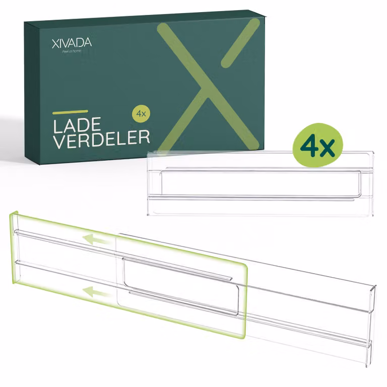 XIVADA Ezra Ladeverdelers - Verstelbaar - Transparant - 4 stuks