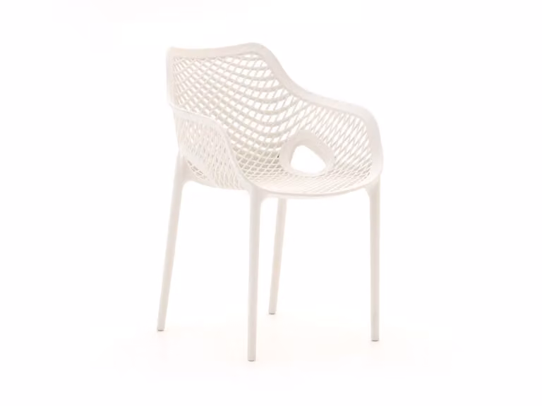 Forza Furniture Ripi Dining tuinstoel - Wit - Stapelbaar - Kunststof