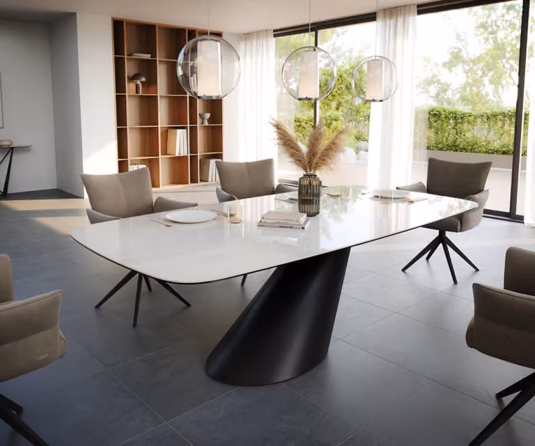 DELIFE Eettafel Edge Boot Onyx Champagne Keramiek met Zwart Metaal B/D: 240 x 120 cm