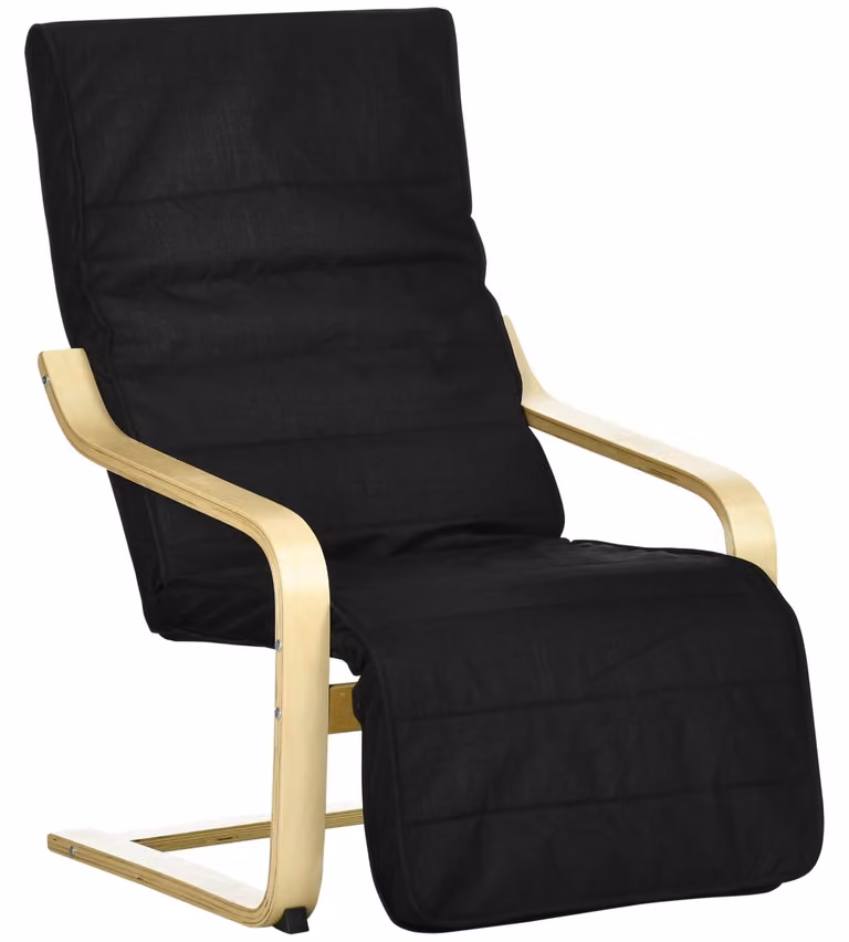 HOMCOM Moderne Relaxfauteuil met Verstelbare Voetsteun en Comfortabel Kussen in het Zwart