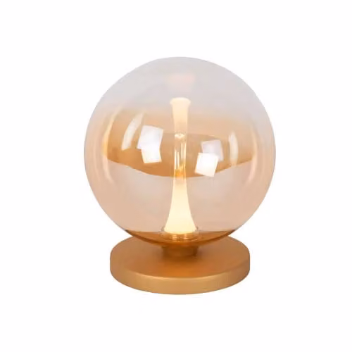 Lucide Gisela LED tafellamp - Amber - Dimbare glazen bol met aluminium details