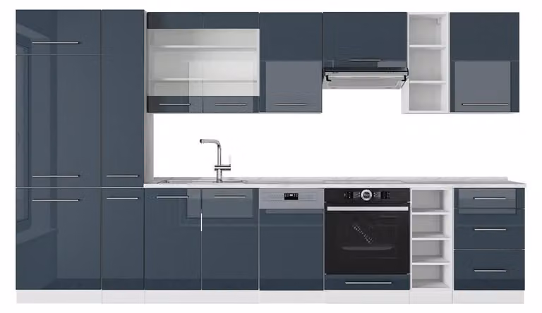 Vicco Fame-Line Keukenblok Donkerblauw hoogglans 355 cm zonder werkblad Model 49358