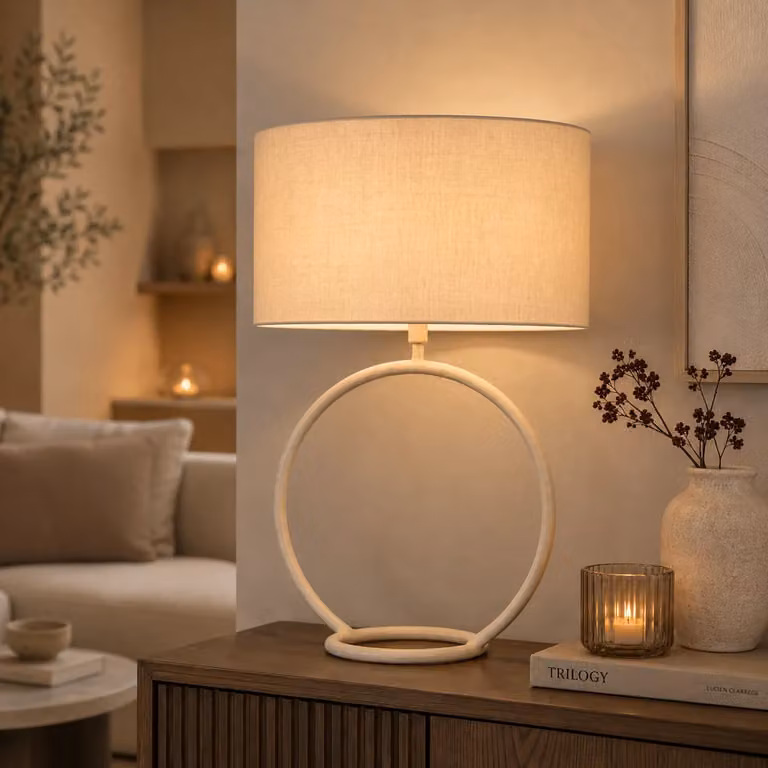 Light en Living ELIORO Lampvoet, Modern en Organisch Design, Creme, B/D/H: 39 x 15 x 39,5 cm