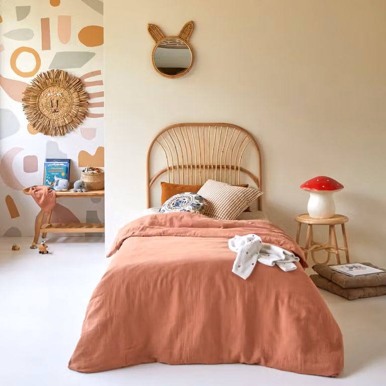 Tikamoon Rotan hoofdbord voor kinderkamer - Beige - Breedte: 90 cm