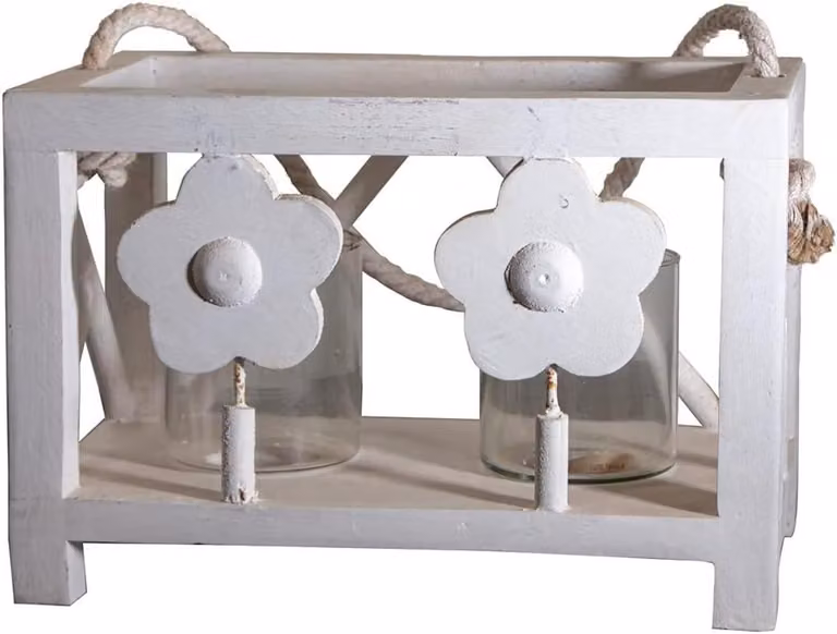 Wit Houten Lantaarn met Bloemenmotief voor een Gezellige Sfeer, Breedte: 302 cm