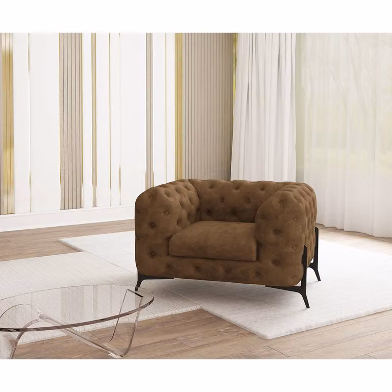 home24 Priya Fauteuil bruin microvezel B: 125 cm, D: 73 cm, H: 100 cm