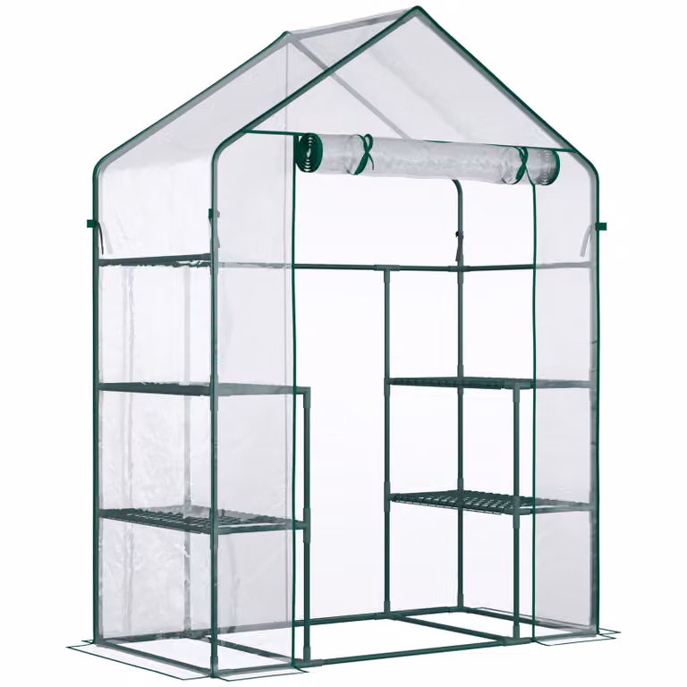 Outsunny Foliekas met 6 planken, weerbestendig en transparant, H x B x D: 195 x 142 x 73 cm