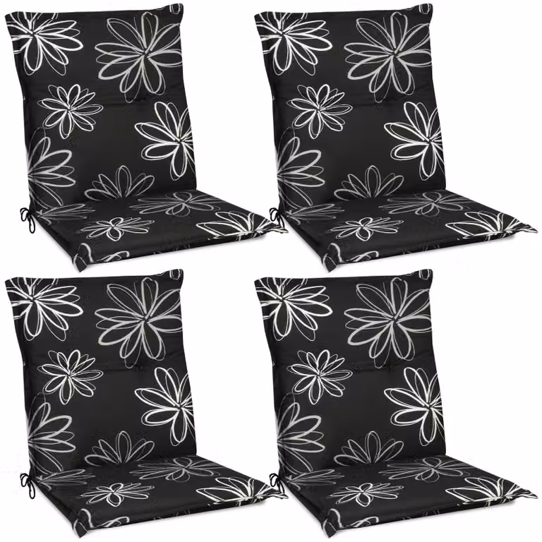 Beautissu Flores lage loungebank voor 4 personen, zwart met bloemenprint, Breedte: 100 cm, Diepte: 50 cm