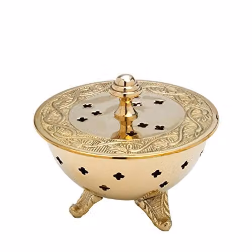 NKlaus Wierookschaal met driepoot, messing, diameter: 11 cm
