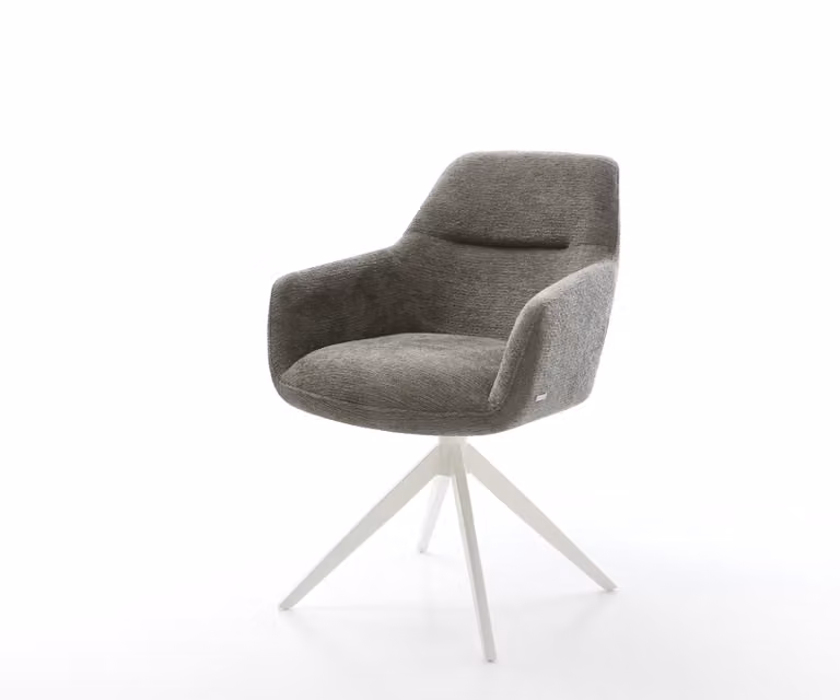DELIFE Pejo-Flex Draaistoel met Bouclé Bekleding en Kruisframe - Wit