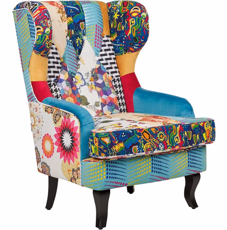 Beliani Chesterfield fauteuil Blauw Patchwork Polyester