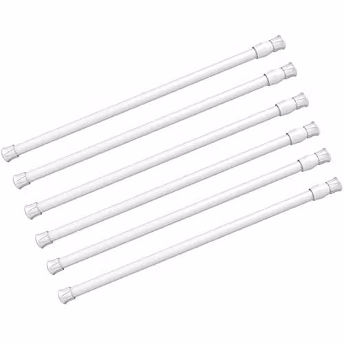 Kimwason 6-pack verstelbare gordijnstangen met veerspanning, wit, 39,6 tot 71,1 cm