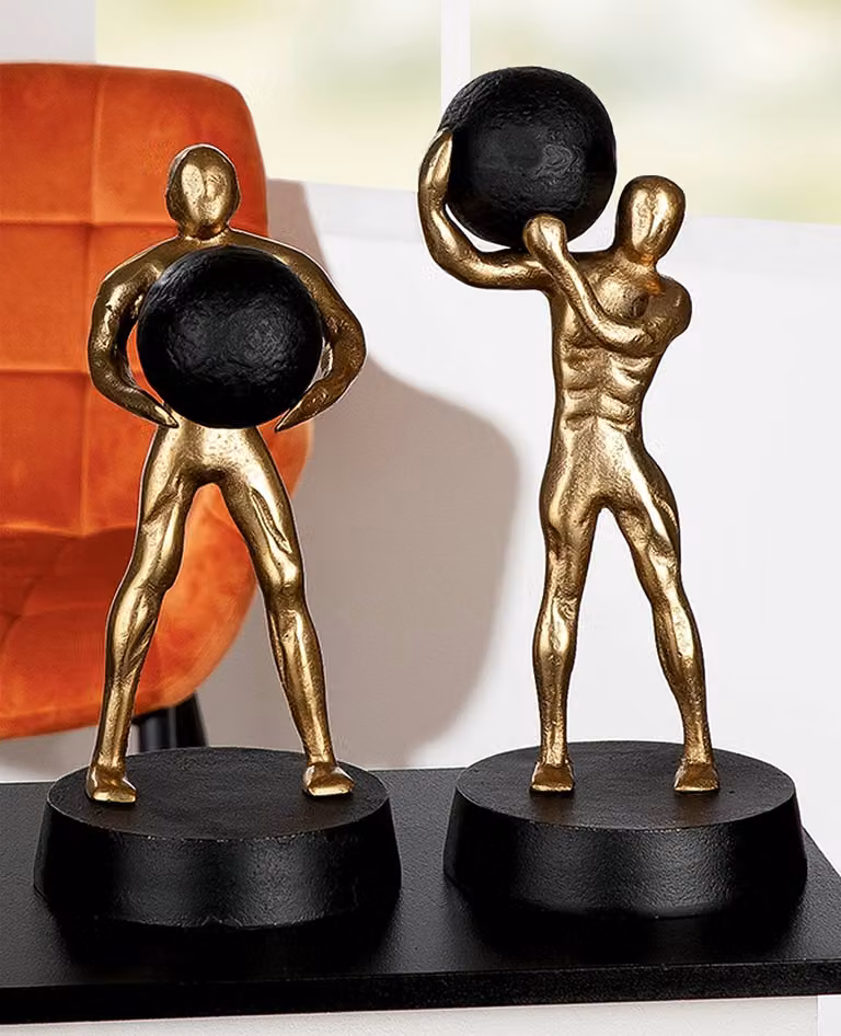 home24 Sculptuur Strong type B abstract goud metaal B/D/H: 16 x 32 x 16 cm