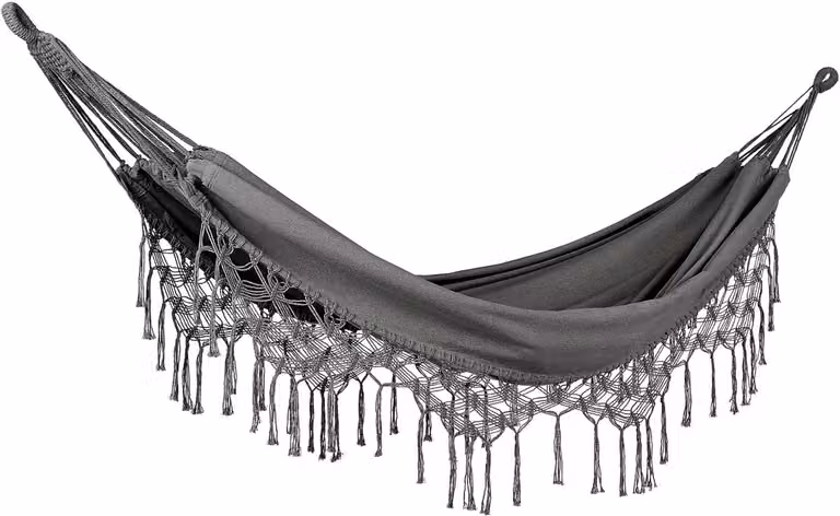 Rocca Boho Style Schommel Hangmat Grijs van Katoen en Polyester voor Binnen en Buiten