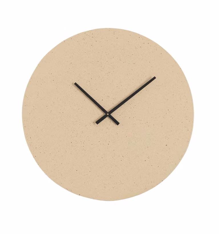 Light en Living LICOLA Wandklok - Rond - Zand en Lichtbruin Gespikkeld - Diameter: 59 cm