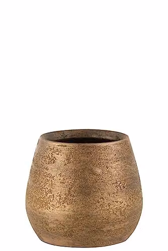 J-Line Bloempot Oneffen Ruw Keramiek Goud Medium Ø 20 cm