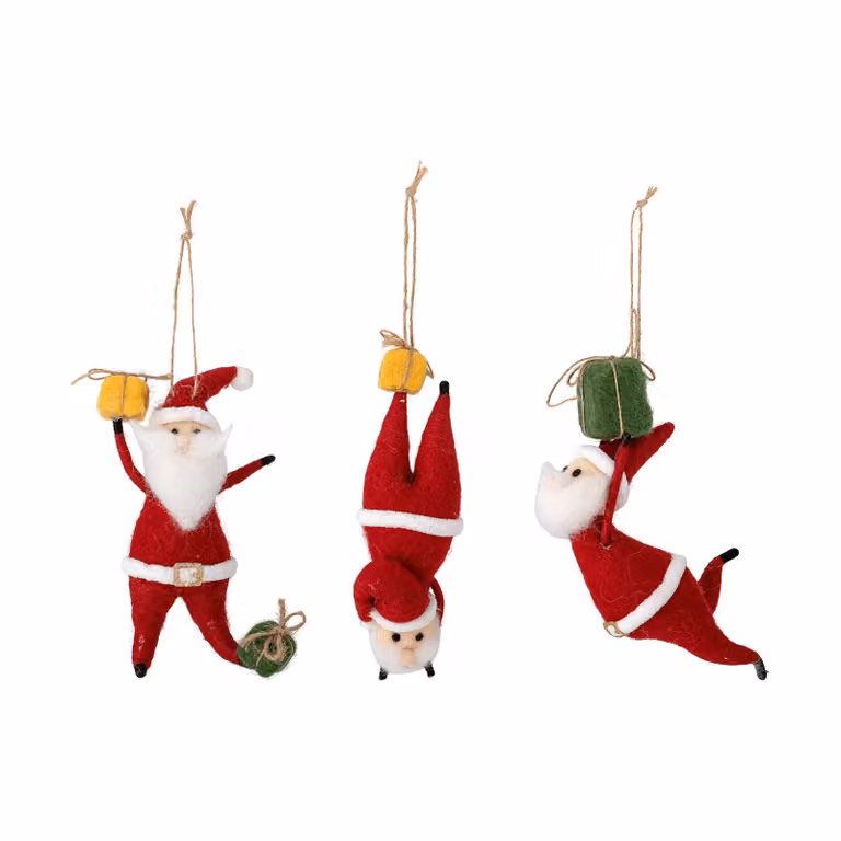 Bloomingville Giles kersthanger Santa, Rood, 3-delig, 17 cm
