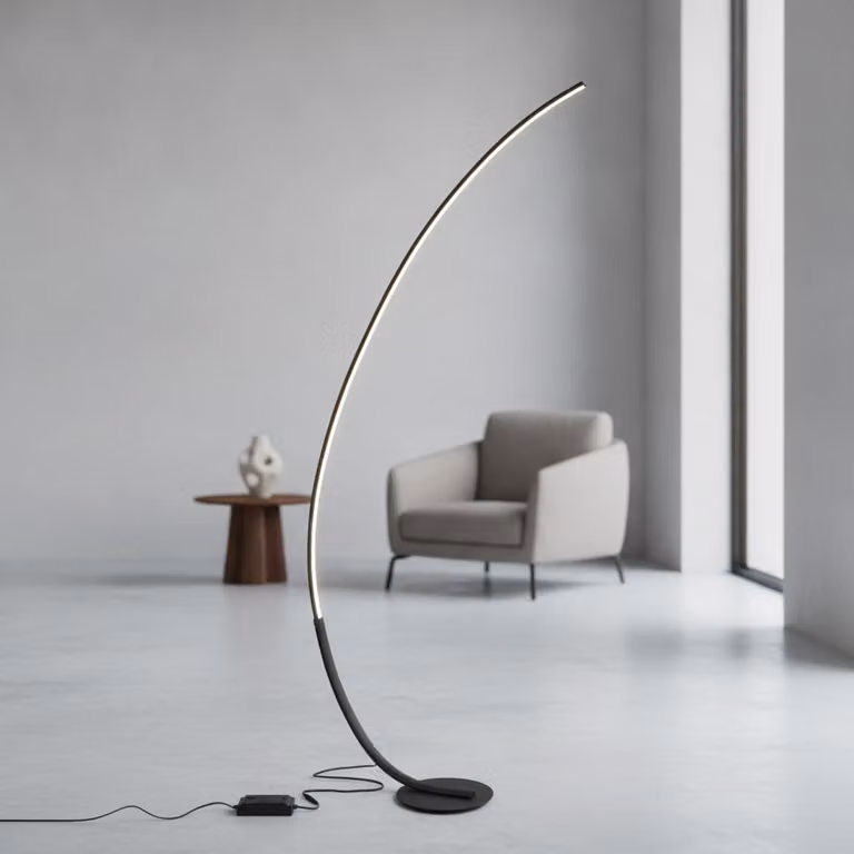 Lyora Vloerlamp zwart modern arc design van aluminium