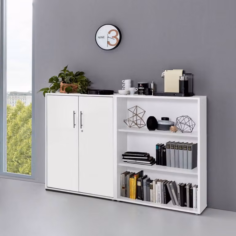 home24 Dossierkast 2-delig wit mat B/D/H: 114 x 33 x 85 cm