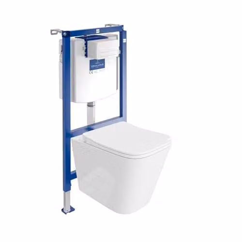 Lavita ViConnect H112 Complete inbouwtoiletset met inbouwframe, randloos hangtoilet Maio en bedieningsplaat, wit