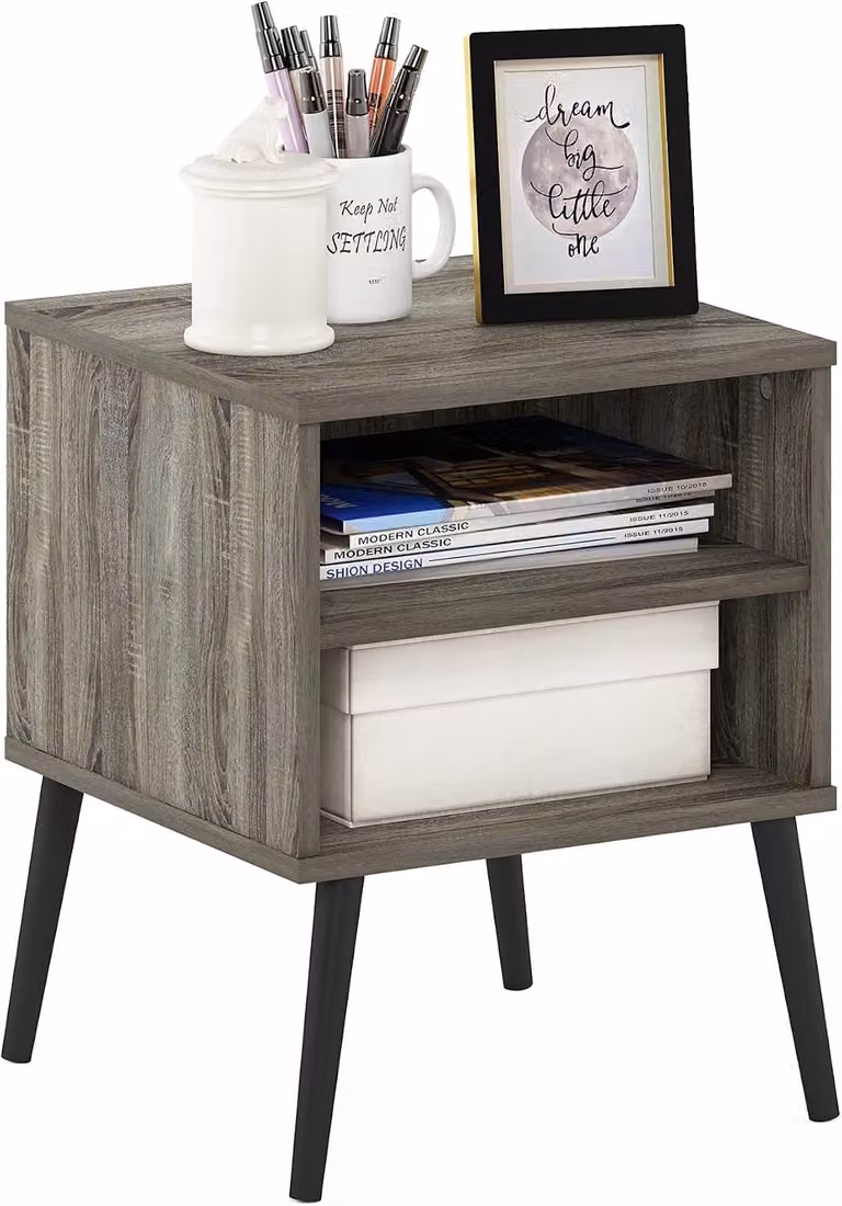 Furinno Claude Bijzettafel Hout - Frans Eiken Grijs
