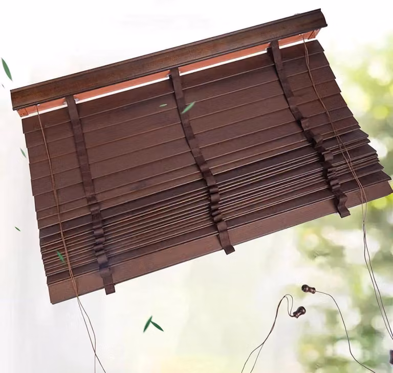 Massief Houten Jaloezieën - Horizontale Venetiaanse Jaloezieën voor Lichtregeling en Privacy - Natuurlijk Hout 50mm - B: 55 cm, H: 100 cm