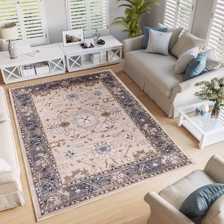 Tapiso Colorado Vloerkleed Beige Grijs Oriental Modern Tapijt B/D: 300 x 400 cm