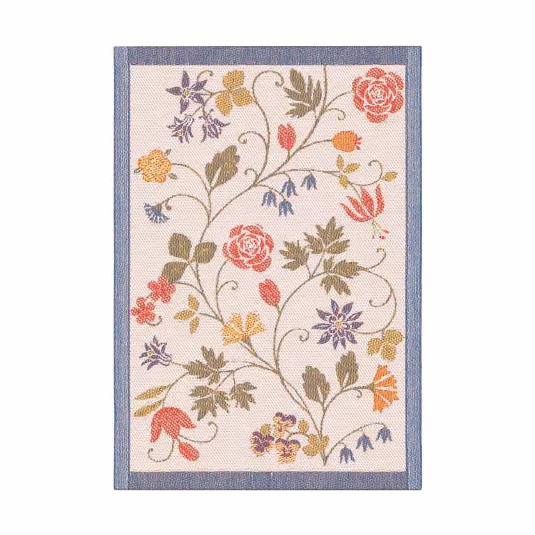 Ekelund Linneväveri Flower keukenhanddoek Rood-zwart 35x50 cm